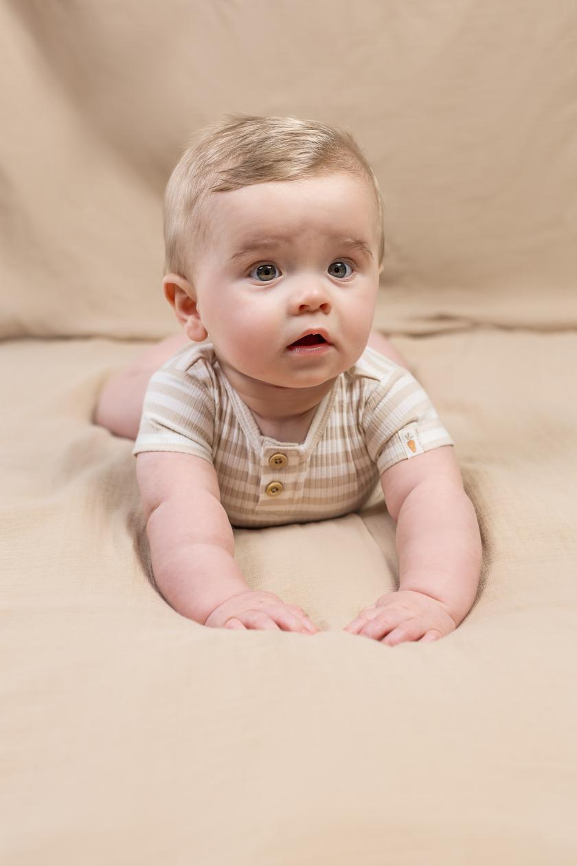 Romper Little Dutch korte mouwen baby bunny gestreept